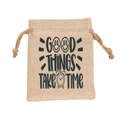 Personal Faux Burlap Drawstring Bag - Image 3