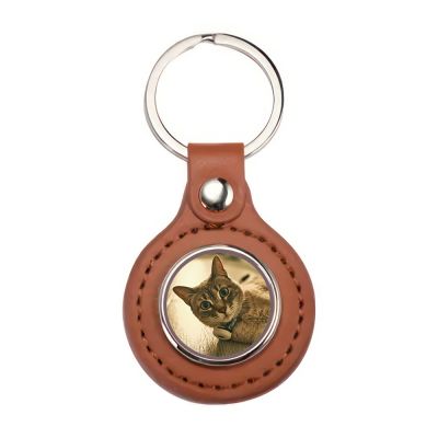 Faux Leather Round Personal Key Chain - Image 4